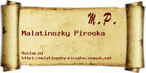 Malatinszky Piroska névjegykártya
